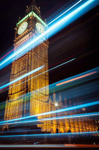 Light trails and Big Ben