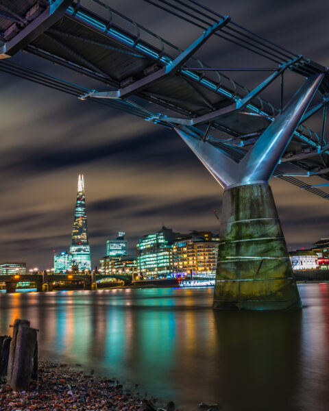 Night Cityscape of London From the Shores of the Thames