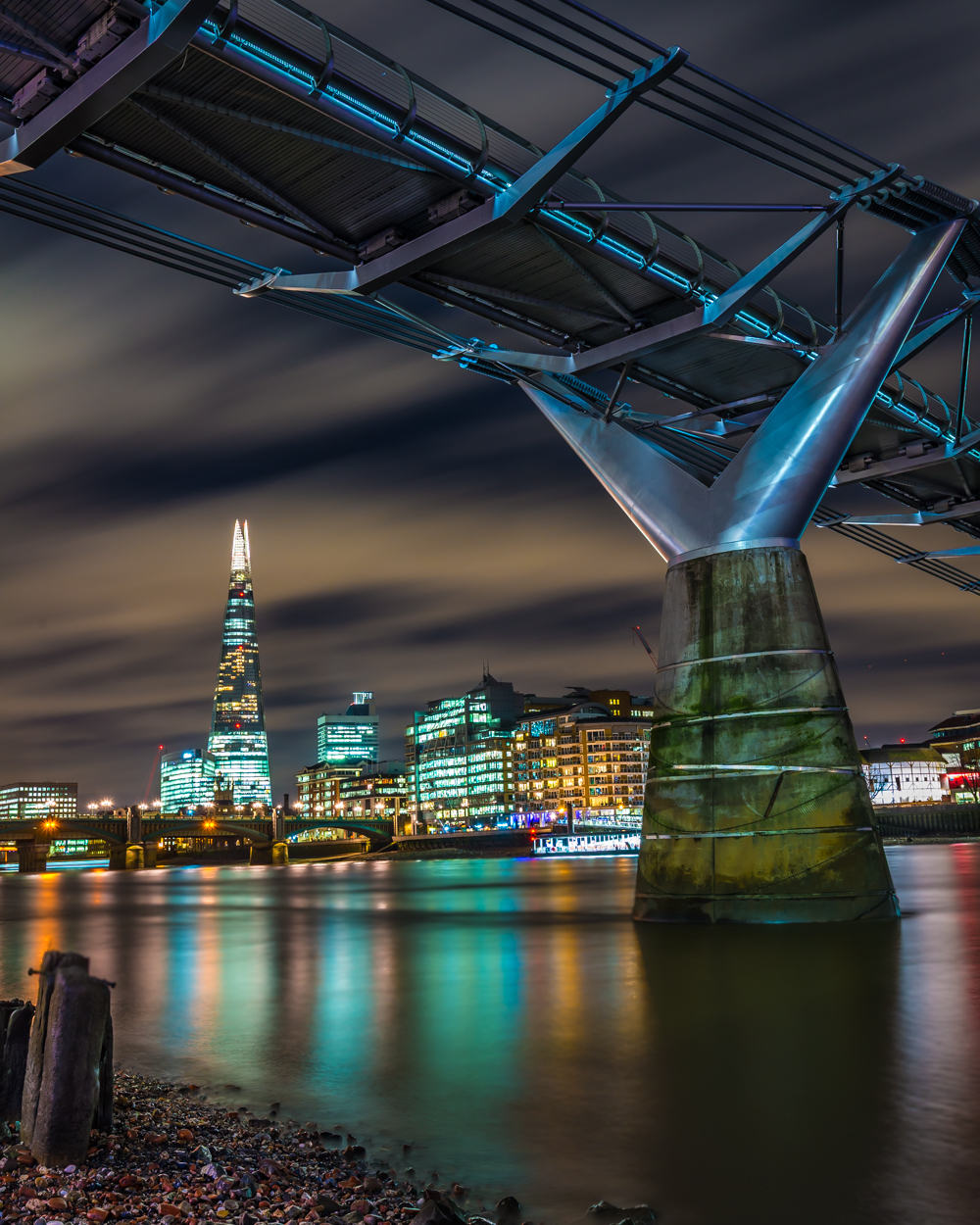 Night Cityscape of London From the Shores of the Thames